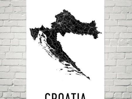 Croatia Wall Map Print - Modern Map Art Online Hot Sale