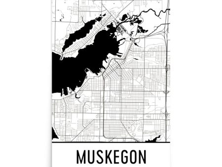 Muskegon MI Street Map Poster For Discount