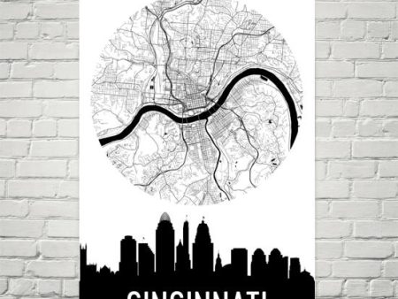 Cincinnati Skyline Silhouette Art Prints on Sale