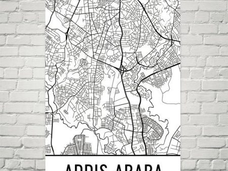 Addis Ababa Ethiopia Street Map Poster Hot on Sale