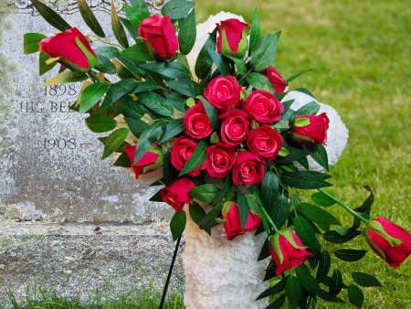 Eternal Love Standing Cross - White Carnations and Red Roses Memorial Sale