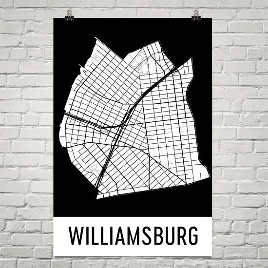 Williamsburg NY Street Map Poster Online now