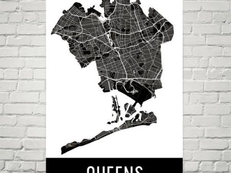 Queens NY Street Map Poster on Sale