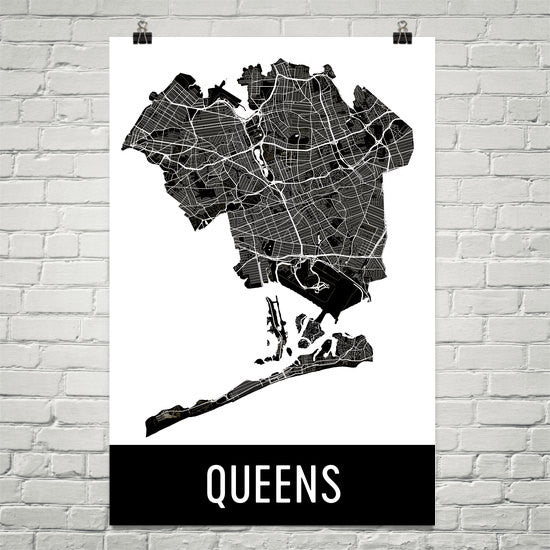 Queens NY Street Map Poster on Sale