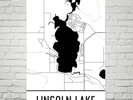 Lincoln Lake MI Art and Maps Cheap