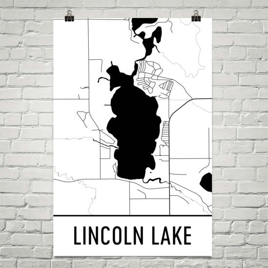 Lincoln Lake MI Art and Maps Cheap