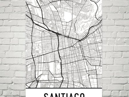 Santiago Chile Street Map Poster Online