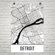 Detroit MI Street Map Poster For Cheap