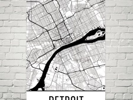 Detroit MI Street Map Poster For Cheap