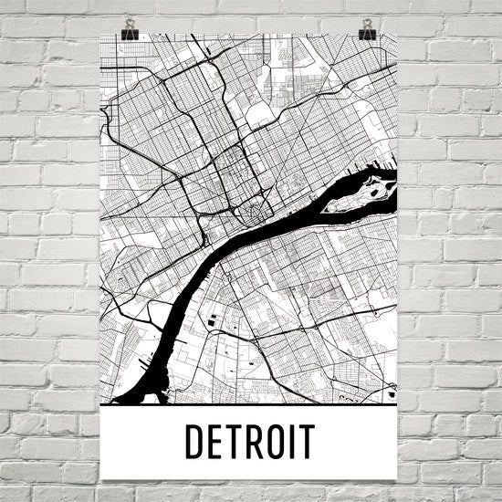 Detroit MI Street Map Poster For Cheap