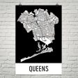 Queens NY Street Map Poster on Sale