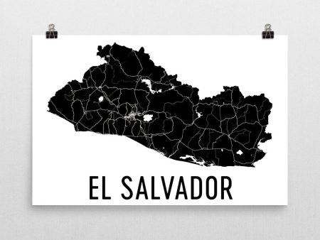 El Salvador Wall Map Print - Modern Map Art Online