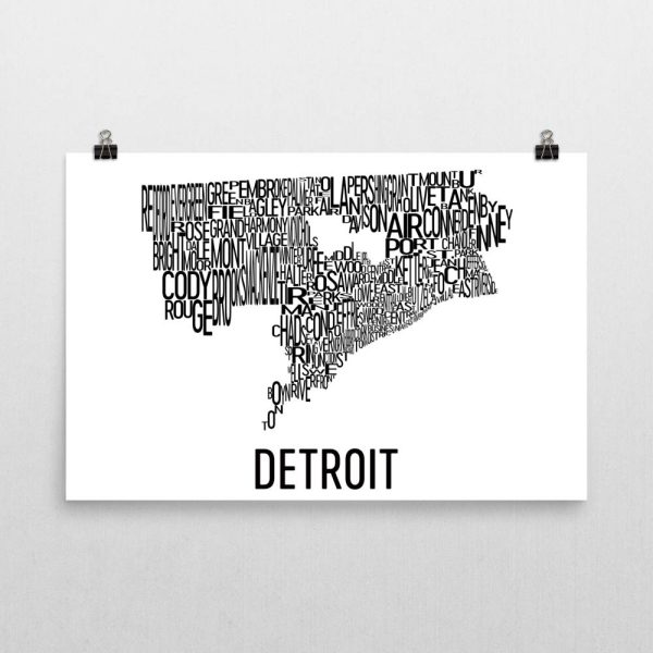 Detroit Neighborhood Typography Prints – Modern Map Art Discount