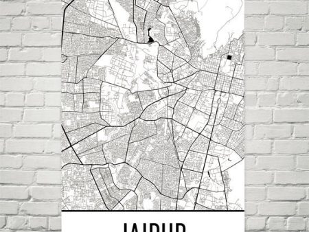 Jaipur India Street Map Poster Cheap