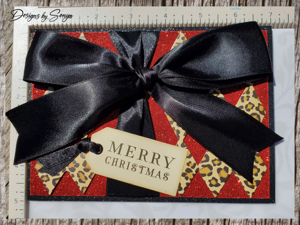 Luxury Handcrafted Christmas Card - Leopard Print & Glitter with Satin Bow | Unique Merry Christmas Card | Fabulous Holiday Greeting Discount