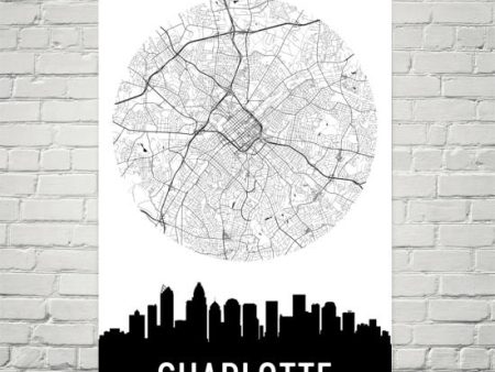 Charlotte Skyline Silhouette Art Prints For Cheap