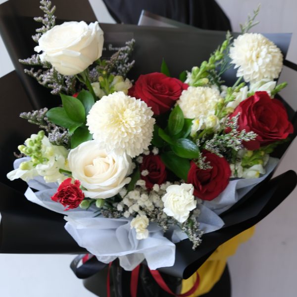 Red White in Black Bouquet on Sale