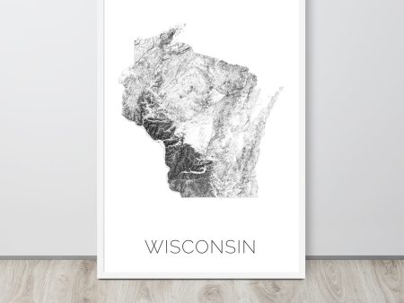 Wisconsin State Topographic Map Art Sale