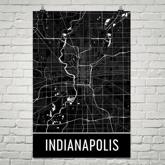 Indianapolis IN Street Map Poster Hot on Sale