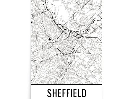 Sheffield England Street Map Poster Online