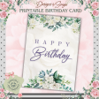 Elegant Floral Birthday Card 5x7 | Printable Birthday Card | Fits A7 Envelope | Custom Insert Message | Digital Download Fashion