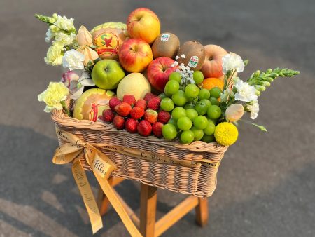 Grand Fruity Rattan Flower Hamper For Sale