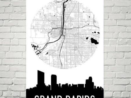 Grand Rapids Skyline Silhouette Art Prints For Discount