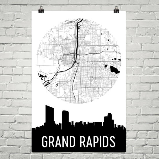 Grand Rapids Skyline Silhouette Art Prints For Discount