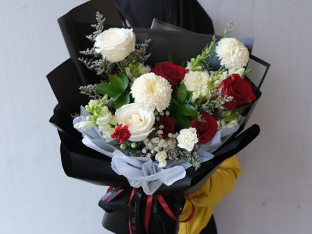 Red White in Black Bouquet on Sale