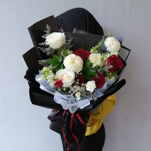 Red White in Black Bouquet on Sale