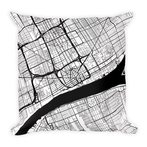 Detroit Map Throw Pillow Cheap