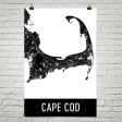 Cape Cod MA Street Map Poster Cheap