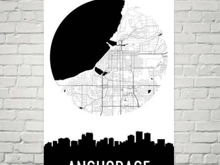 Anchorage Skyline Silhouette Art Prints For Cheap