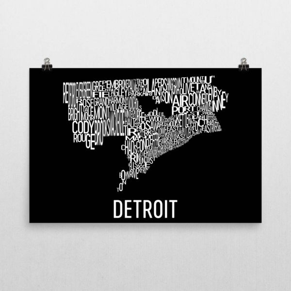 Detroit Neighborhood Typography Prints – Modern Map Art Discount