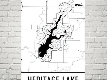 Heritage Lake IN Art and Maps Cheap