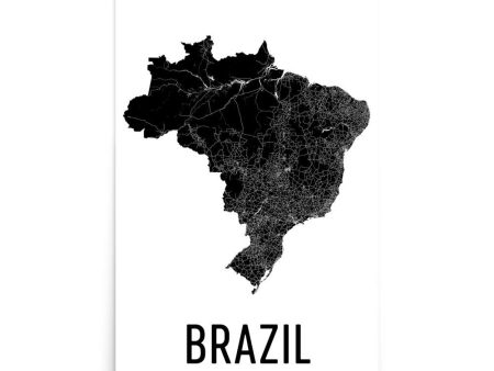 Brazil Map Poster For Discount