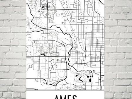 Ames IA Street Map Poster on Sale