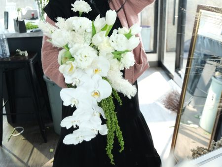 White Orchid Cascade Bridal Bouquet Sale