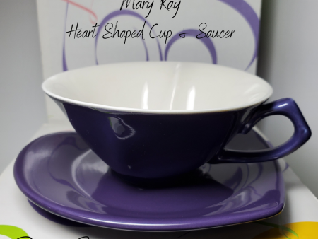 Unique Heart Shaped Cup & Saucer Set by Mary Kay | Purple | New in Box - Discontinued | Perfect Gift for Teachers | Party Favors for Shower For Cheap