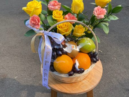 Blooming Yellow Small Fruit Basket Cheap