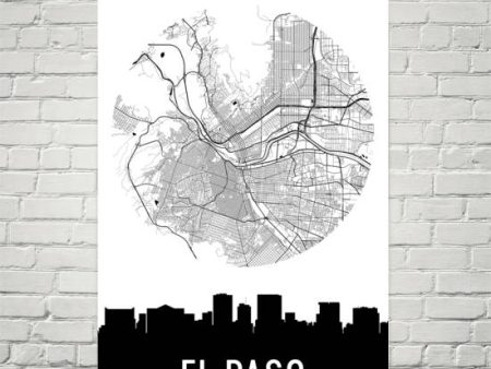 El Paso Skyline Silhouette Art Prints Online Hot Sale