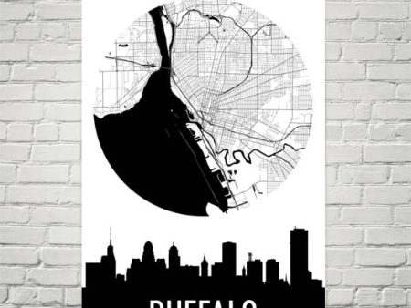 Buffalo Skyline Silhouette Art Prints Hot on Sale