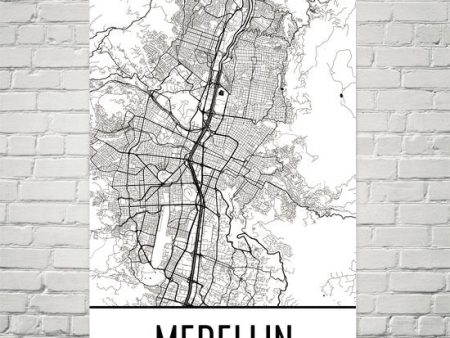 Medellin Colombia Street Map Poster For Sale