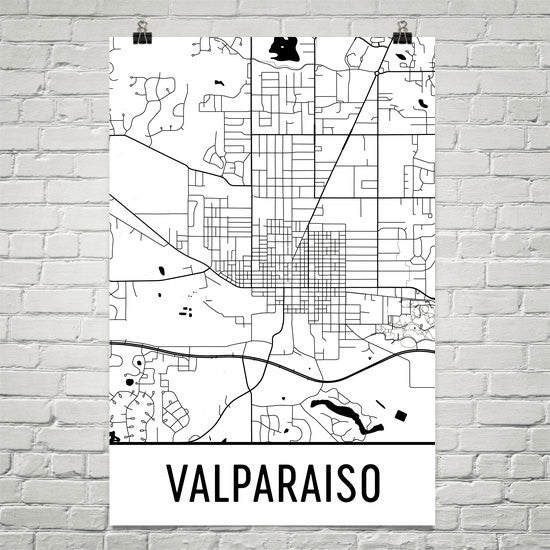 Valparaiso IN Street Map Poster Cheap