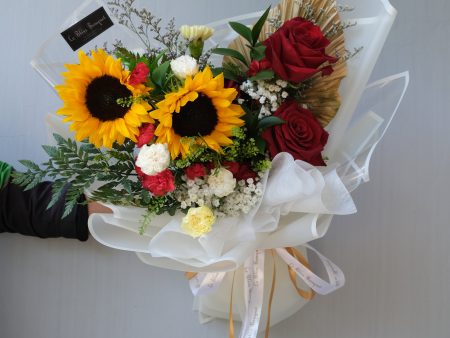 Sunflower Red Rose Bouquet For Sale