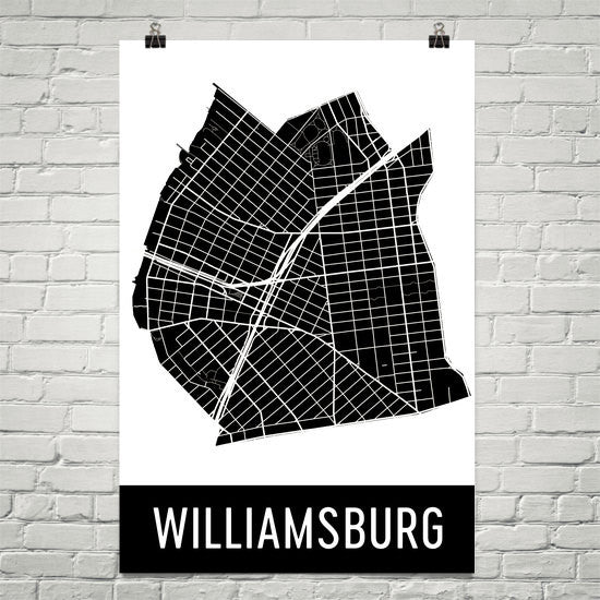 Williamsburg NY Street Map Poster Online now