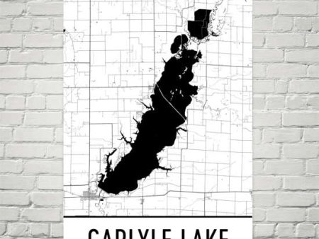 Carlyle Lake IL Art and Maps Cheap