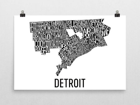 Detroit Neighborhood Typography Prints – Modern Map Art Discount