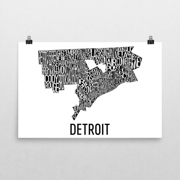 Detroit Neighborhood Typography Prints – Modern Map Art Discount