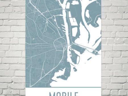 Mobile AL Street Map Poster Hot on Sale